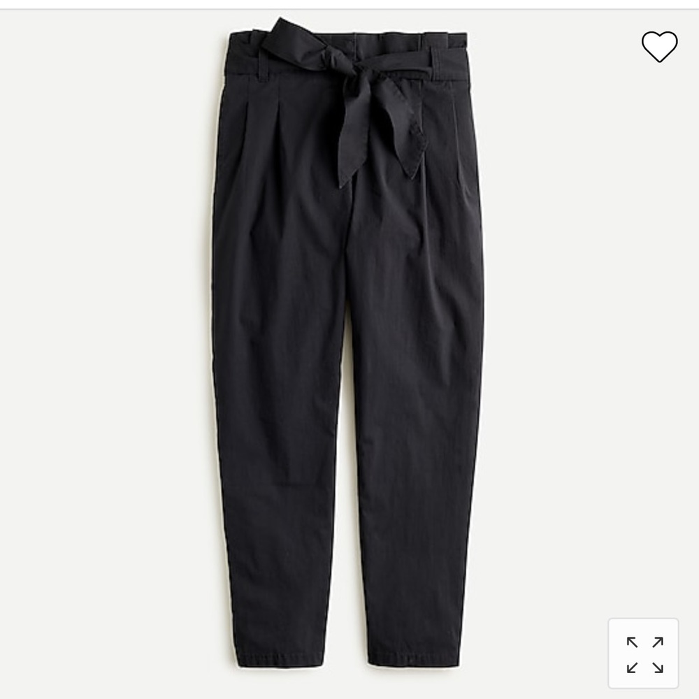 J.Crew Black Tapered Paper-Bag Pants Cotton Poplin 4